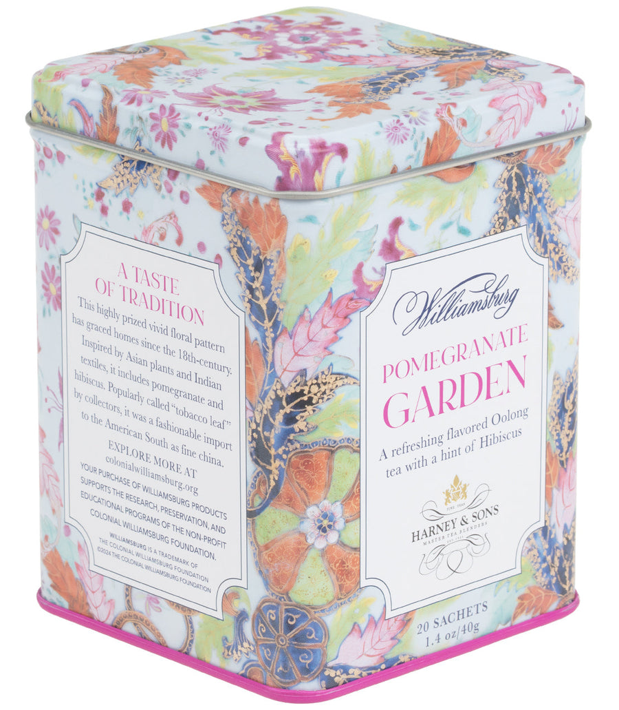Williamsburg Pomegranate Garden Tea Tin of 20 Sachets