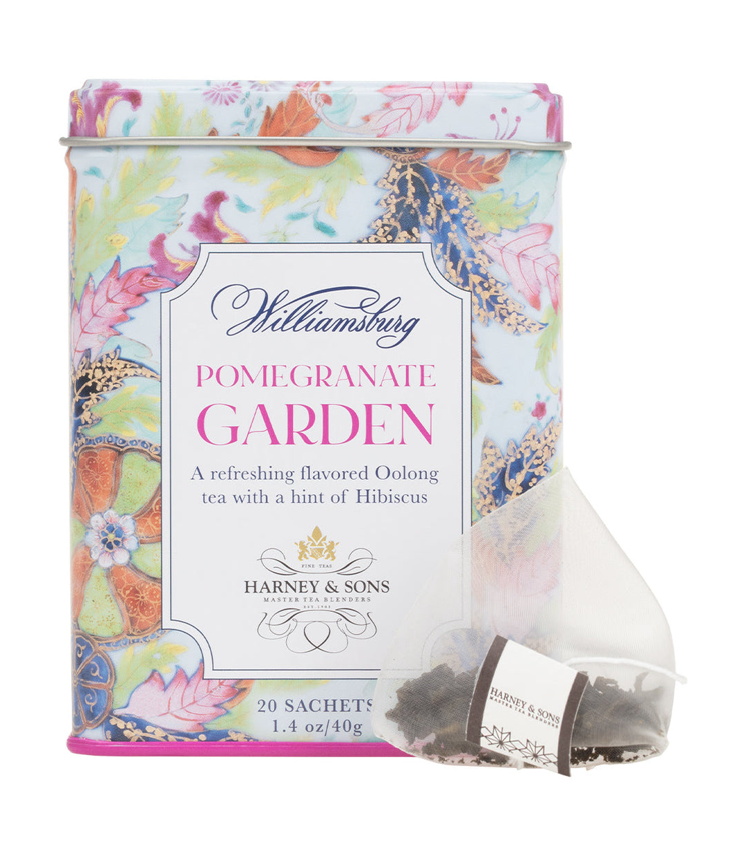 Williamsburg Pomegranate Garden Tea Tin of 20 Sachets Photo
