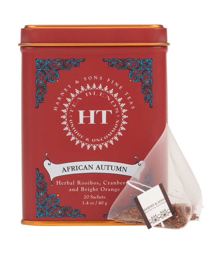 African Autumn Tea Tin of 20 Sachets Front