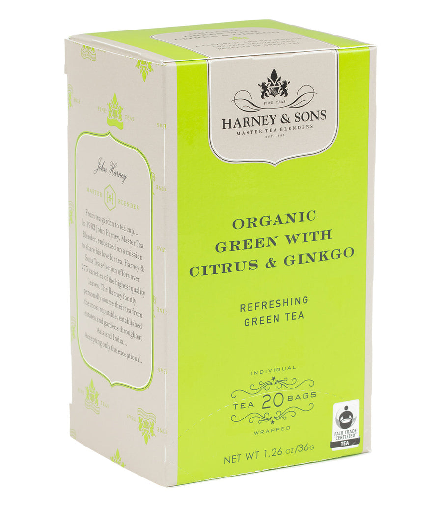 Organic Green with Citrus and Ginkgo Box of 20 Premium Teabags