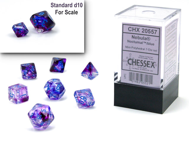 Nebula® Mini-Polyhedral Nocturnal™/blue Luminary™ 7-Die Set (Mini Poly Release 1)
