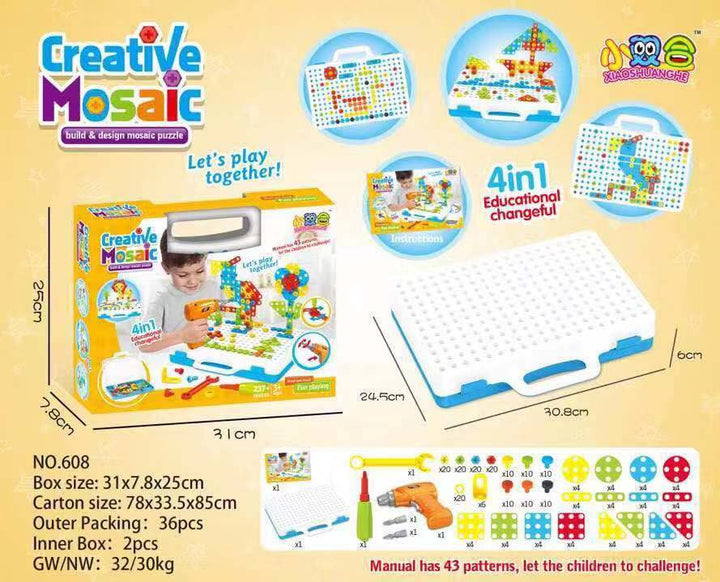 Kids Drill Puzzle Building Kit – Educational Construction Toy Set