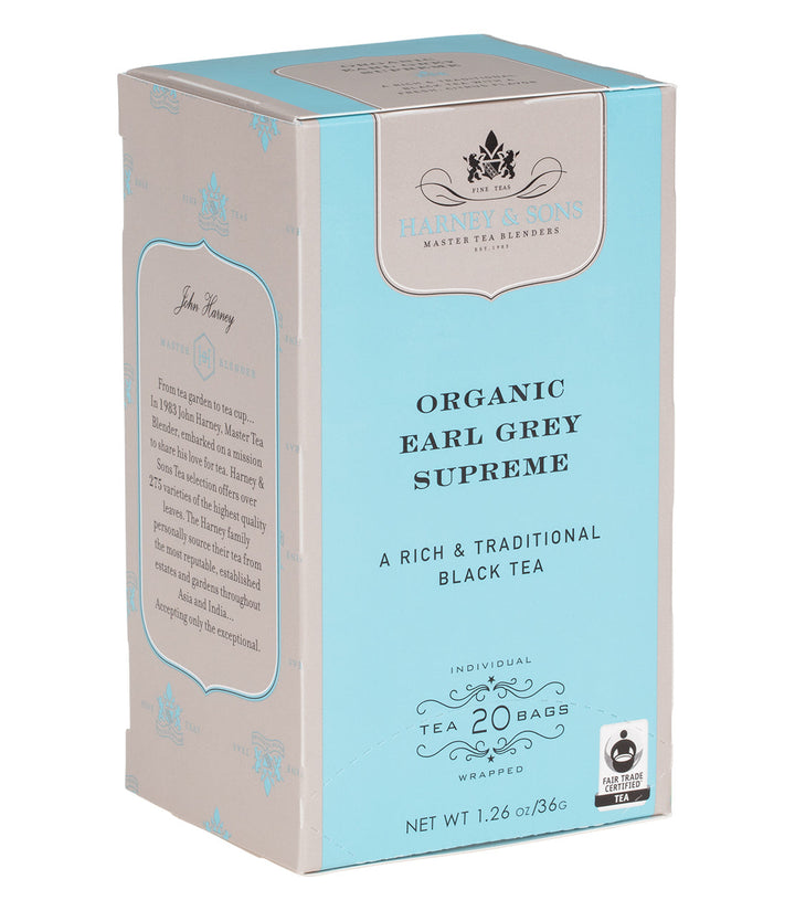 Organic Earl Grey Supreme Tea Box of 20 Premium Teabags