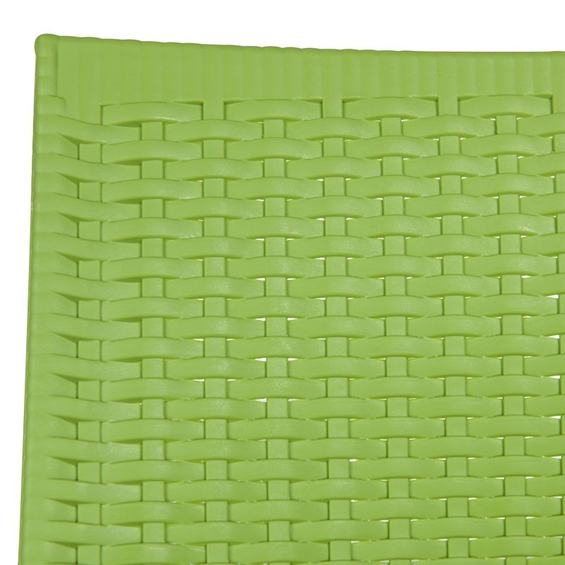 LeisureMod Weave Mace Indoor/Outdoor Dining Chair (Armless) Green Zoomed.
