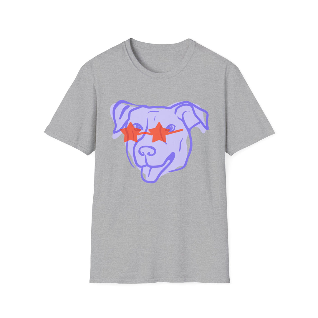 Puppy With Star Glasses Unisex Softstyle T-Shirt