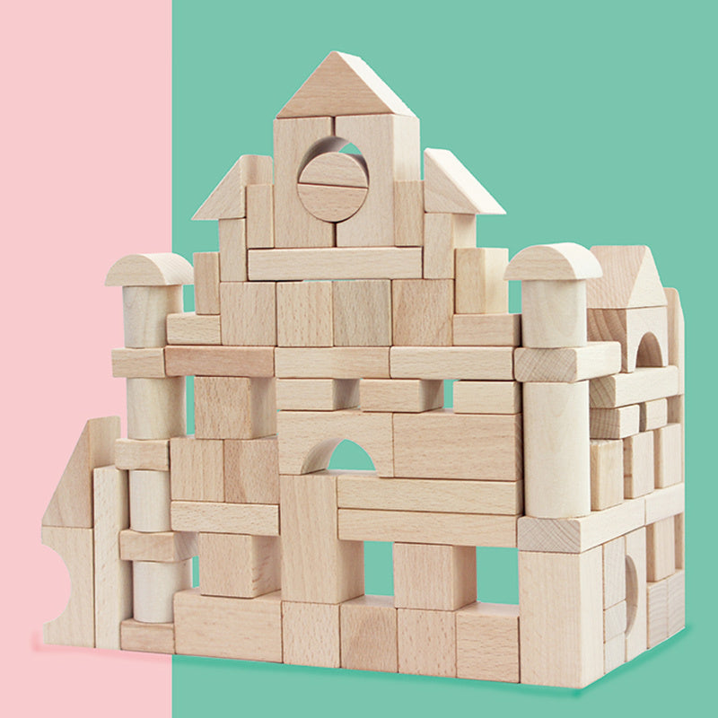 Wooden Building Blocks Set – Educational Beech Wood Construction Toys