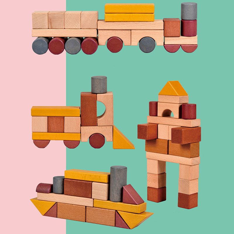 Wooden Building Blocks Set – Educational Beech Wood Construction Toys