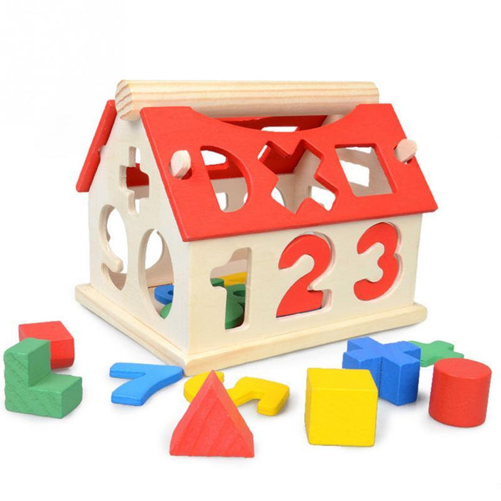Wooden House Early Learning Math and Shape Matching Toy