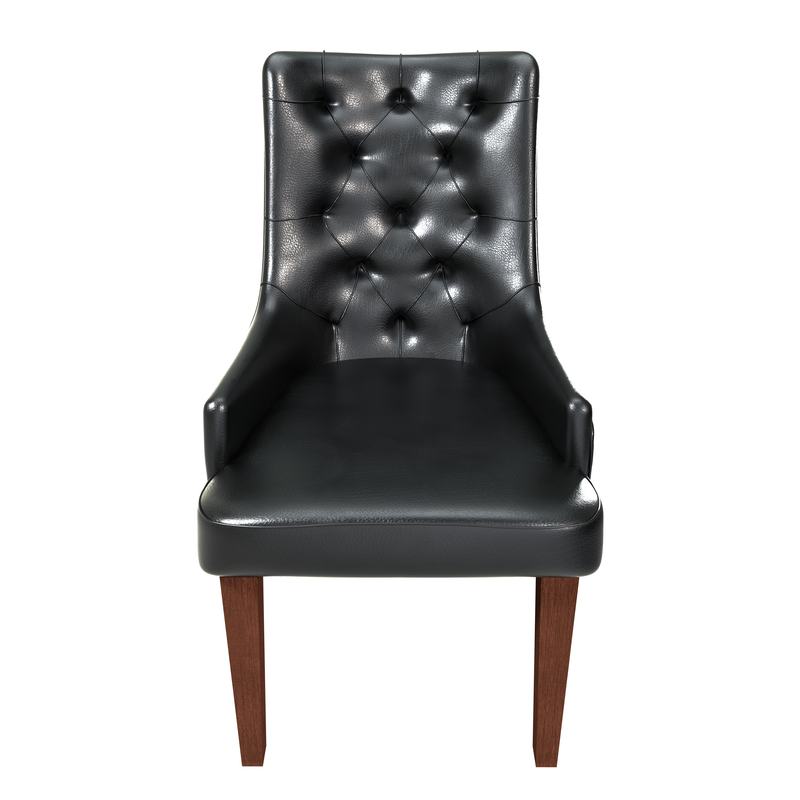 Leisuremod Spruce Collection Modern Wooden Dining Chair in Charcoal Grey Front View.