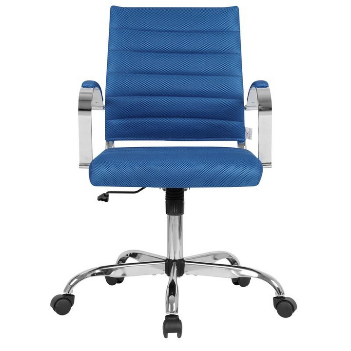 LeisureMod Benmar Home Mesh Office Chair in Navy Blue Front View.