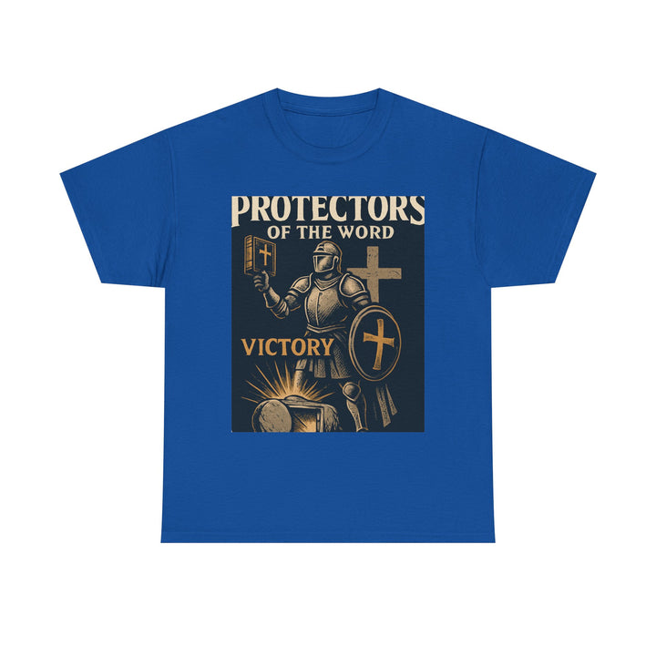 Protectors of the Word Christian T-Shirt No Sleeve Design — 'Victory' Knight Design with John 14:6 Scripture