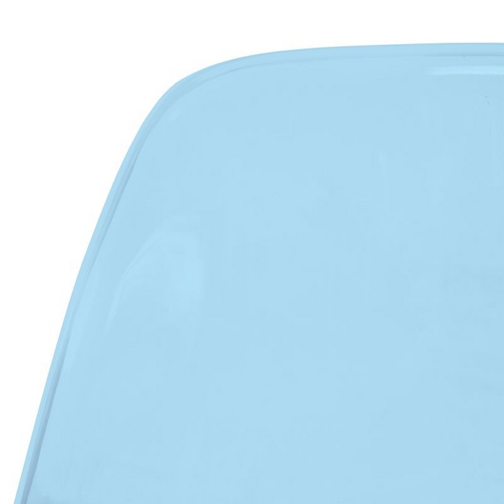 LeisureMod Dover Molded Side Chair with Acrylic Base Transparent Blue Zoomed In.