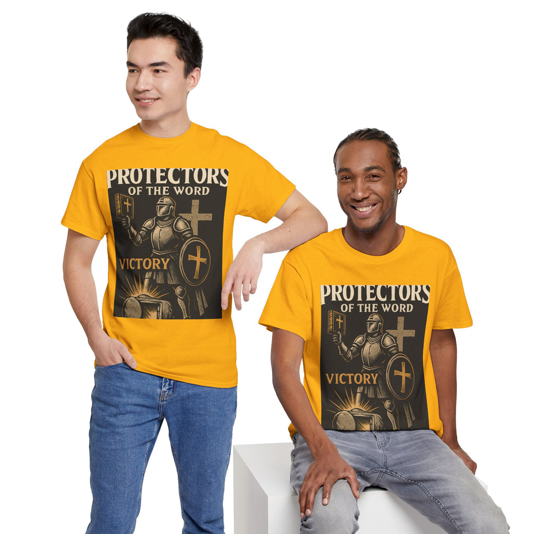 Protectors of the Word Christian T-Shirt No Sleeve Design — 'Victory' Knight Design with John 14:6 Scripture