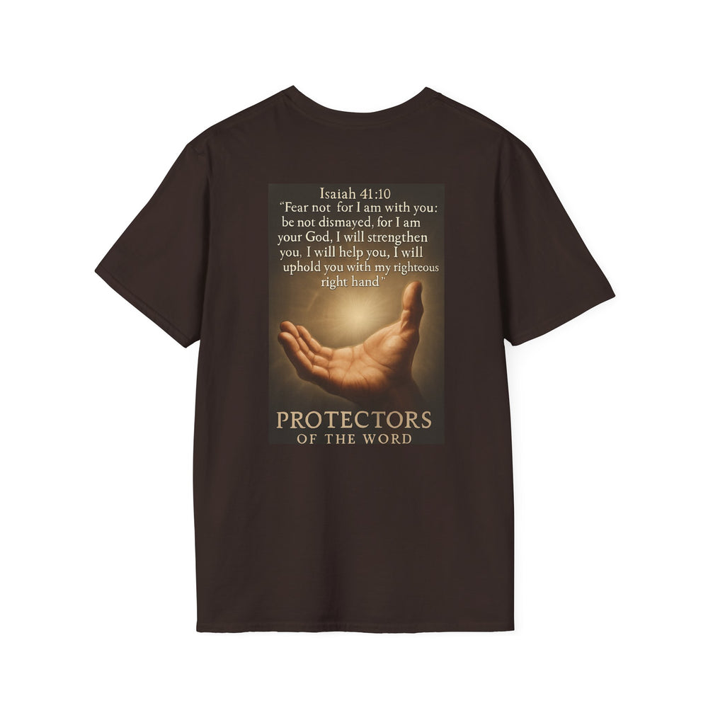 Christian Scripture T-Shirt — Matthew 18:20 and Isaiah 41:10 Faith Tee