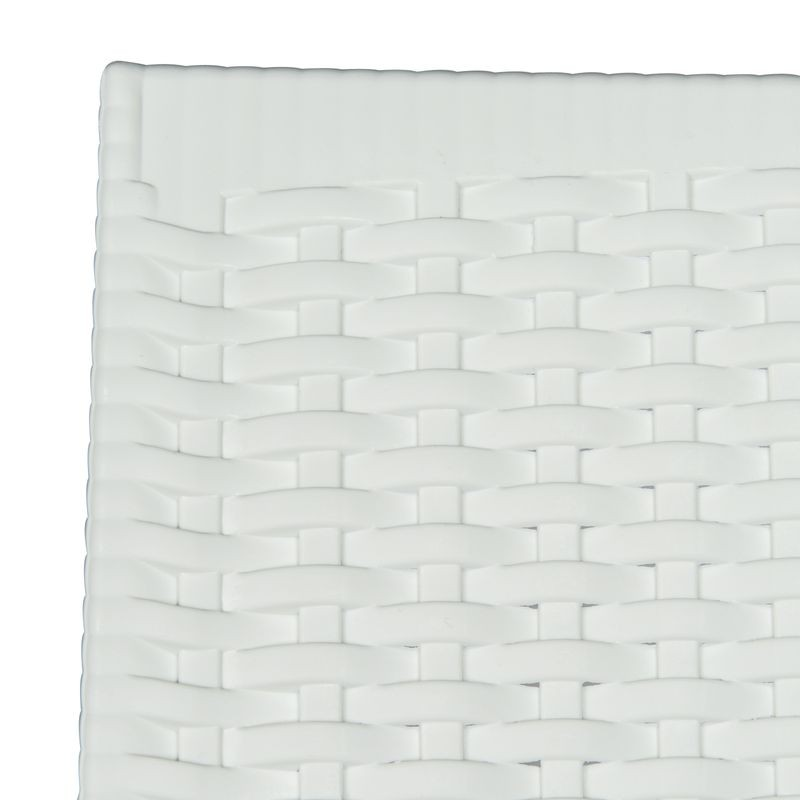 LeisureMod Weave Mace Indoor/Outdoor Chair (With Arms) White Closeup.