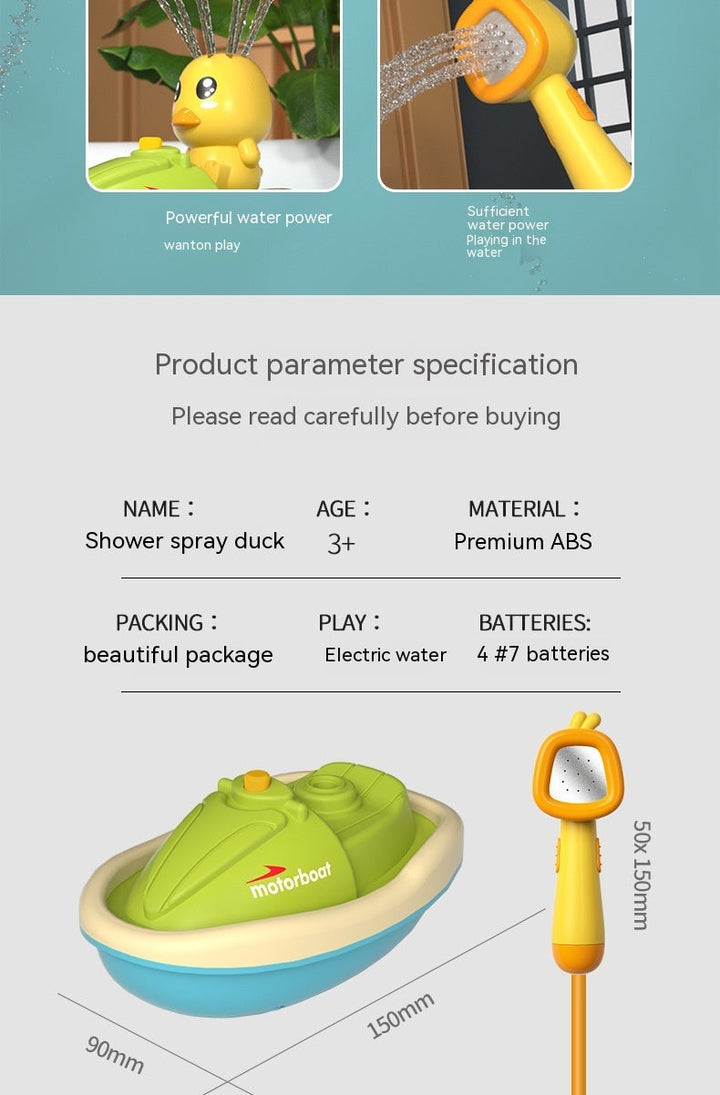 Baby Bath Toys Cute Water Spray Duck with Shower and Boat