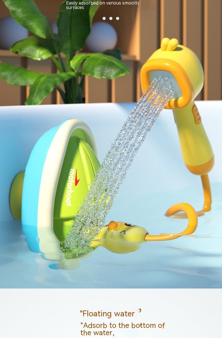 Baby Bath Toys Cute Water Spray Duck with Shower and Boat