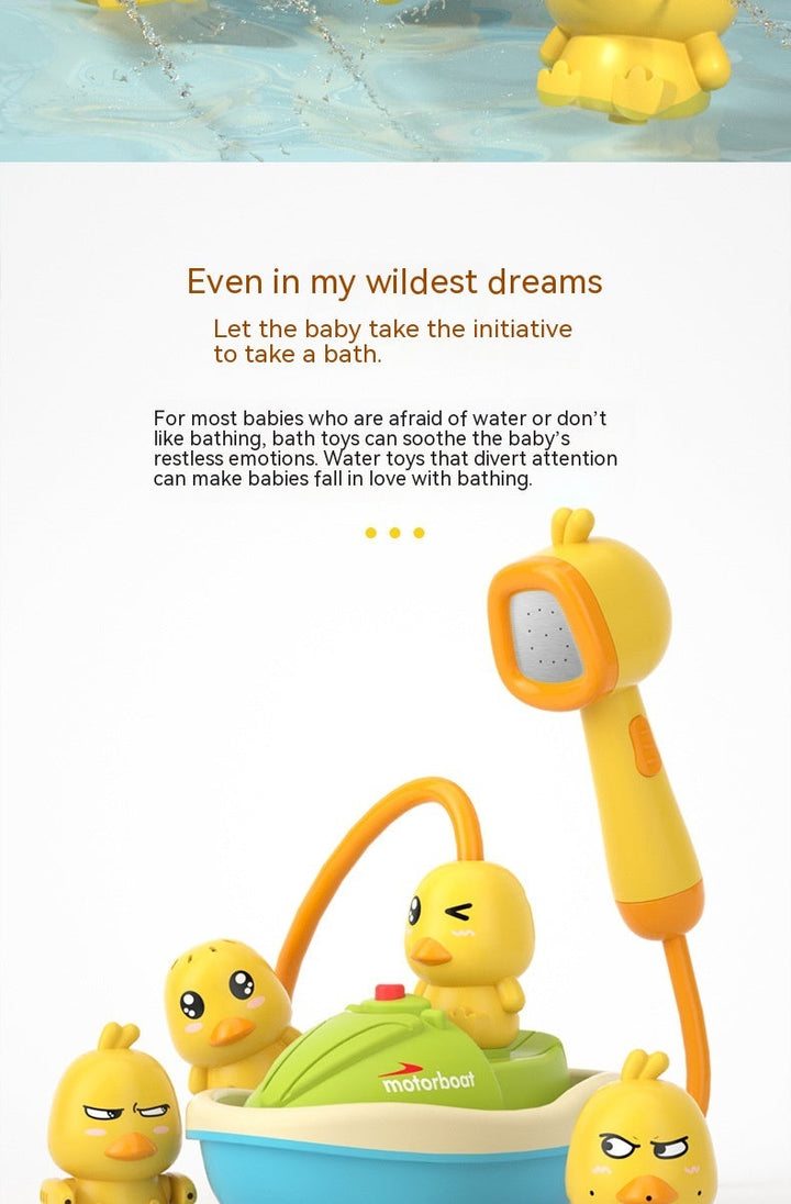 Baby Bath Toys Cute Water Spray Duck with Shower and Boat