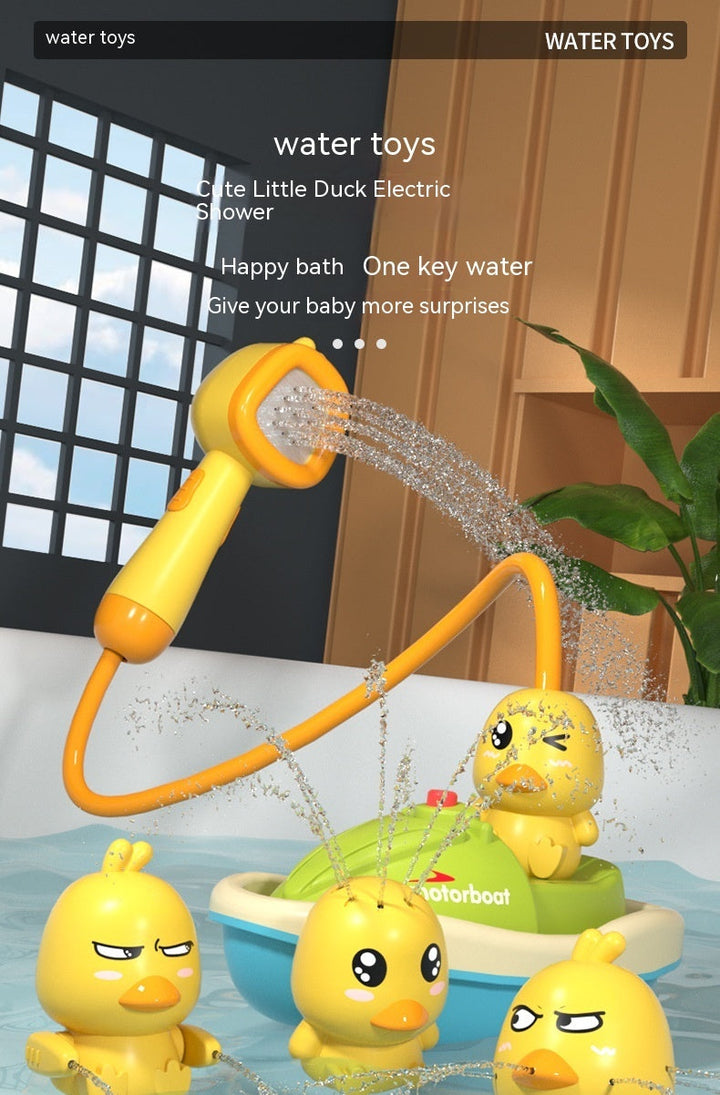 Baby Bath Toys Cute Water Spray Duck with Shower and Boat