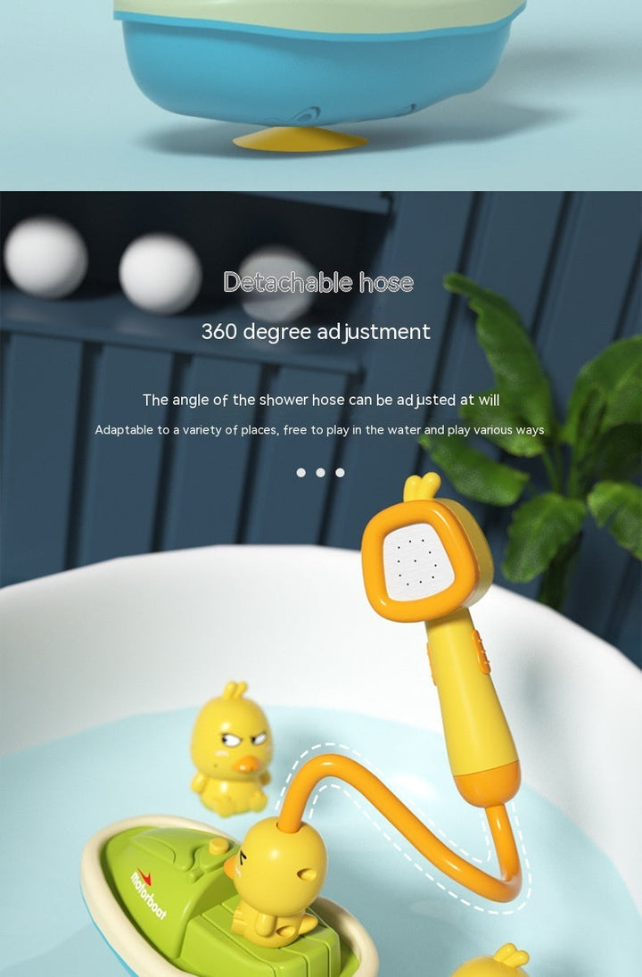 Baby Bath Toys Cute Water Spray Duck with Shower and Boat