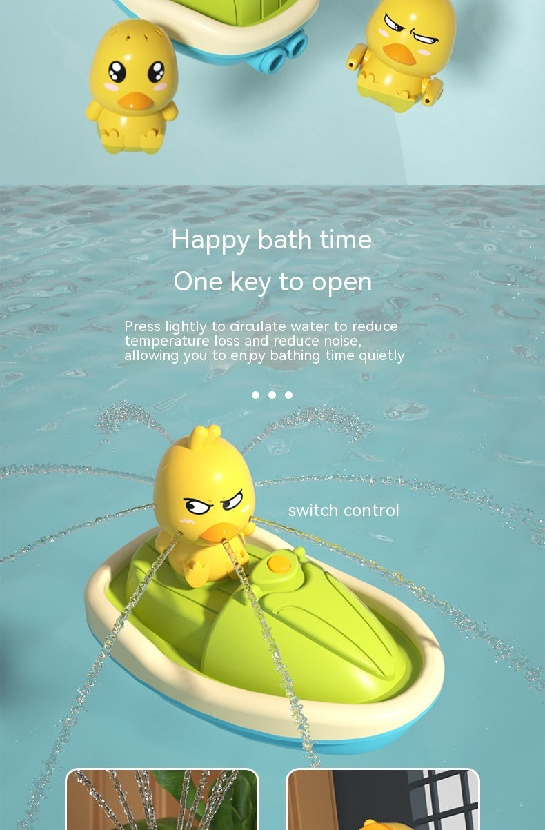 Baby Bath Toys Cute Water Spray Duck with Shower and Boat