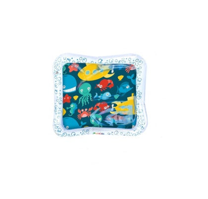Inflatable pool float with underwater animal design on a white background.