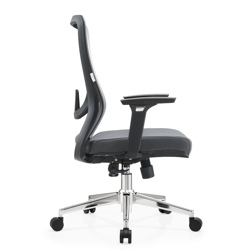 LeisureMod Office Adorit Series Office Task Chair in Grey Side View.