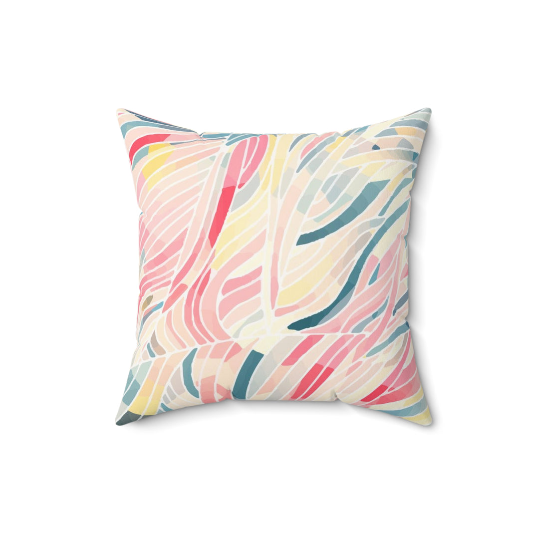 Feather Pattern Spun Polyester Square Pillow