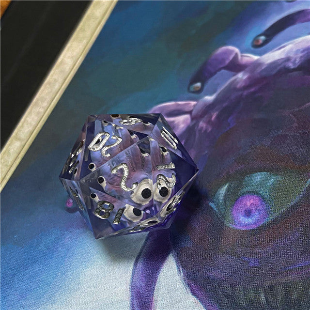 Purple Beholder 22mm D20 DND Roll a D20 Dice Handmade Sharp Resin