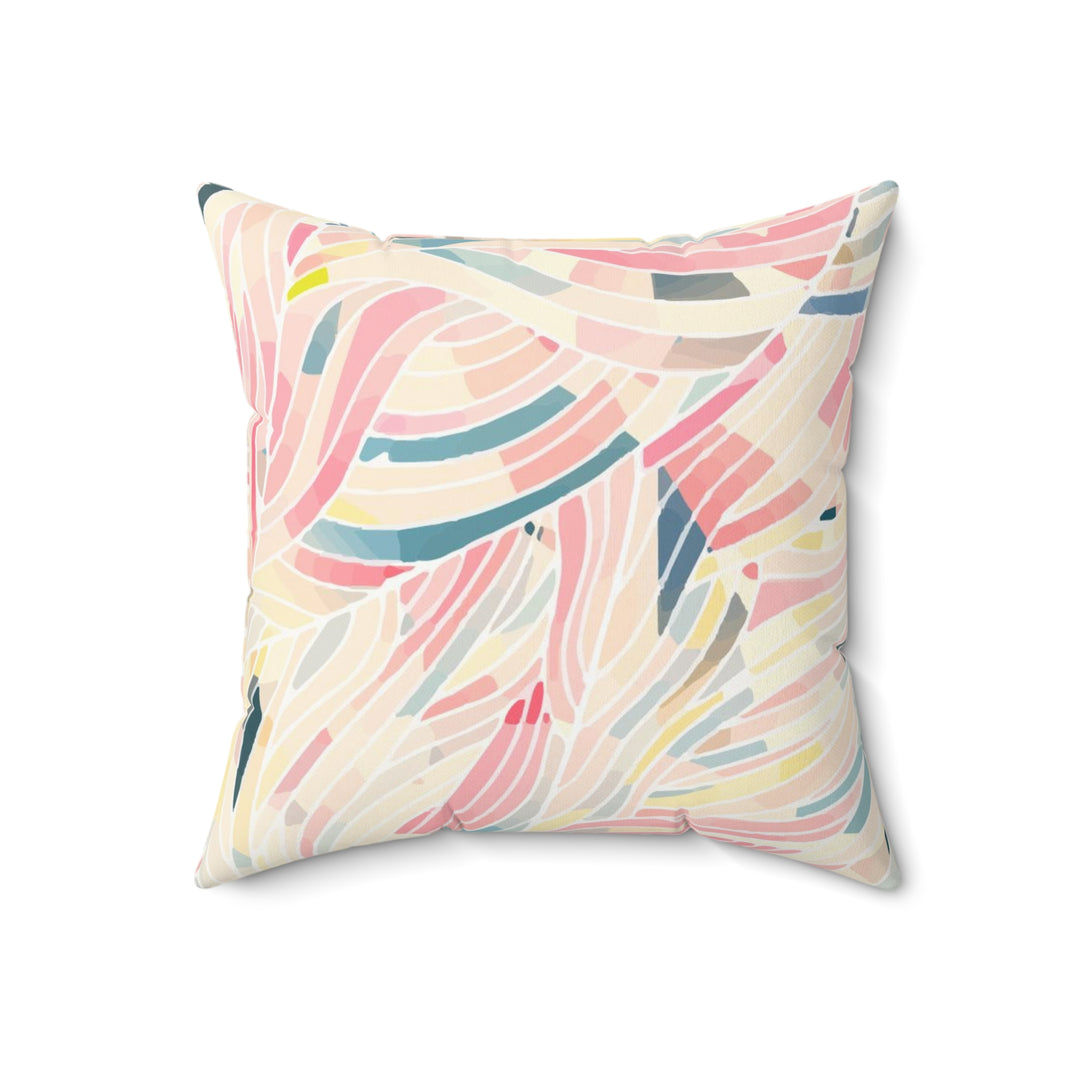 Feather Pattern Spun Polyester Square Pillow