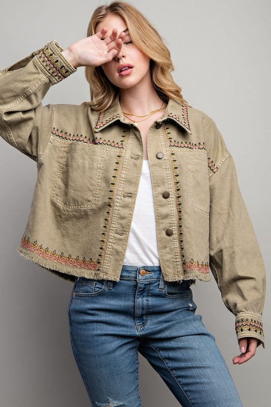 Embroidered Wash Cotton Jacket