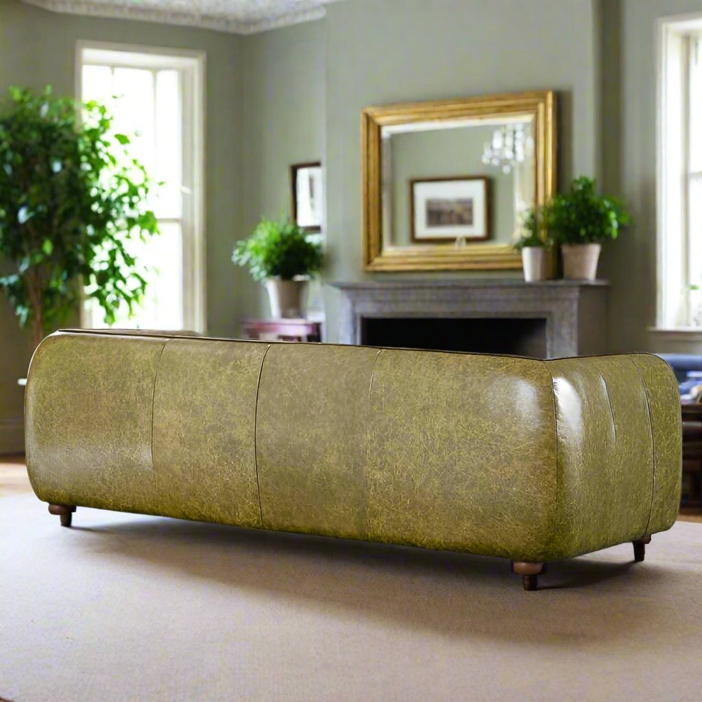 Marlon Luxury Italian Leather Sofa Green Back