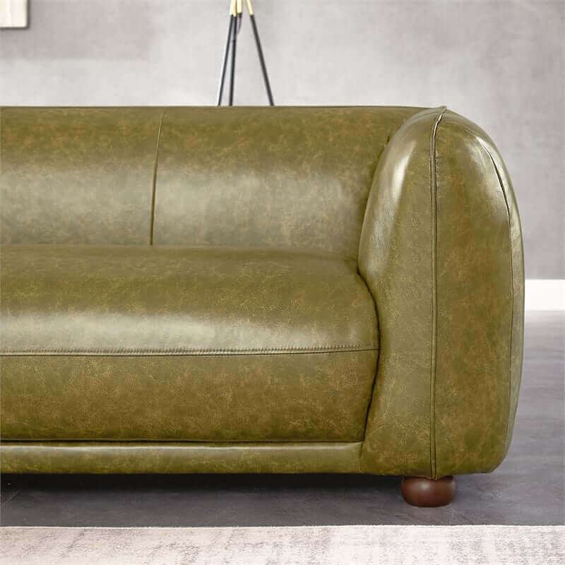 Marlon Luxury Italian Leather Sofa Green Zoomed In