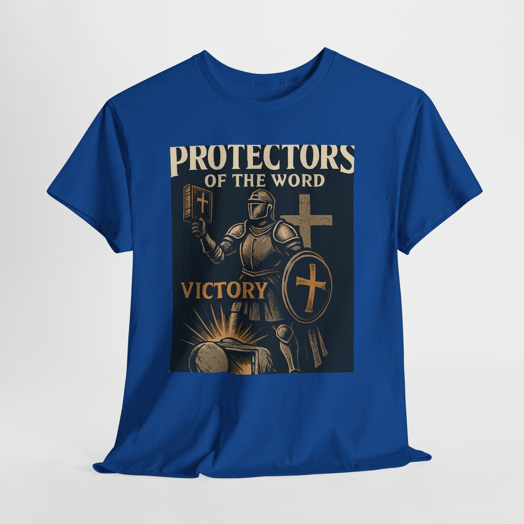 Protectors of the Word Christian T-Shirt No Sleeve Design — 'Victory' Knight Design with John 14:6 Scripture
