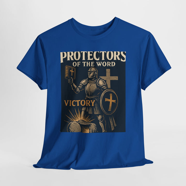 Protectors of the Word Christian T-Shirt No Sleeve Design — 'Victory' Knight Design with John 14:6 Scripture