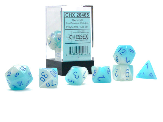 Gemini® Polyhedral Pearl Turquoise-White/blue Luminary™ 7-Die Set /16mm/12mm