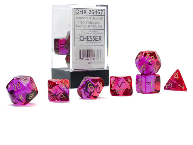 Gemini® Polyhedral Translucent Red-Violet/gold 7-Die Set /16mm/12mm