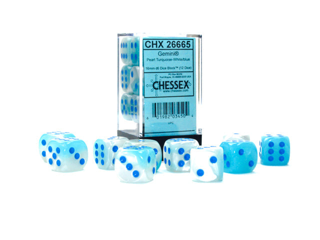 Gemini® Polyhedral Pearl Turquoise-White/blue Luminary™ 7-Die Set /16mm/12mm