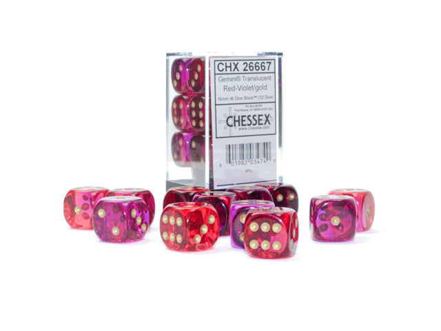 Gemini® Polyhedral Translucent Red-Violet/gold 7-Die Set /16mm/12mm