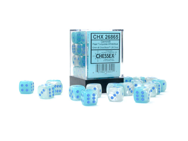 Gemini® Polyhedral Pearl Turquoise-White/blue Luminary™ 7-Die Set /16mm/12mm