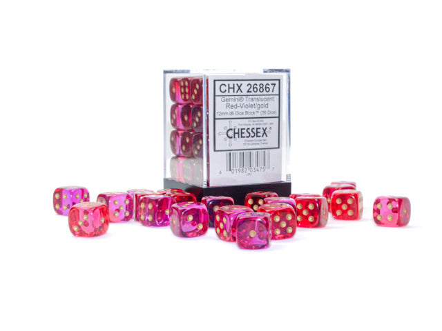 Gemini® Polyhedral Translucent Red-Violet/gold 7-Die Set /16mm/12mm