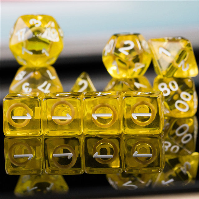 Yellow Circle / Gold Hedgehog Ring Dice 11-Dice Set RPG