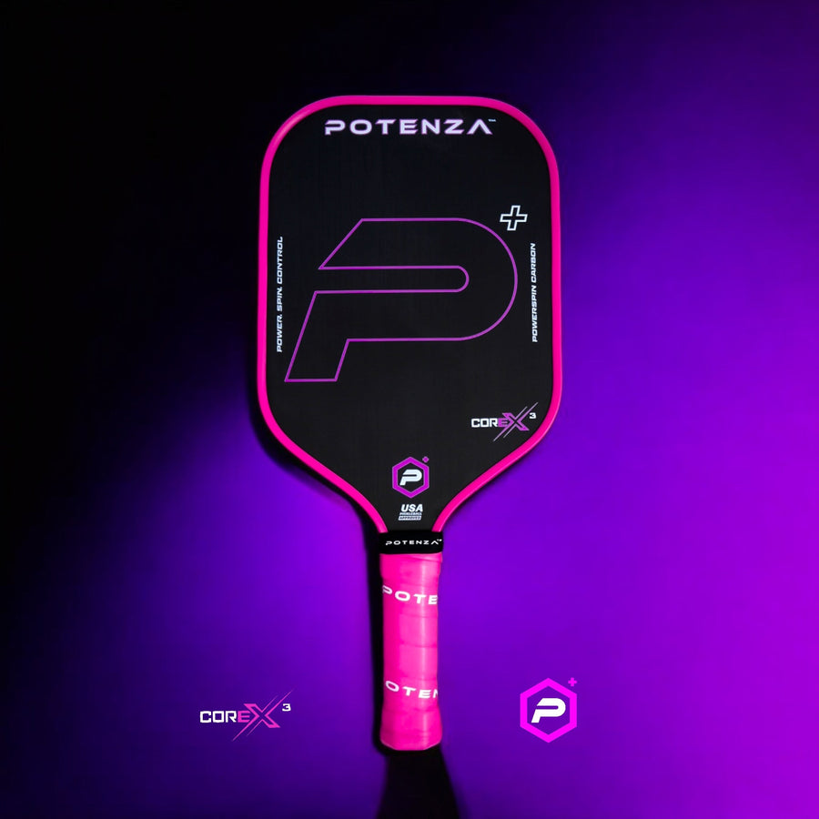 P+ PowerSpin Carbon COREx3 Pickleball Paddle (Neon Pink)
