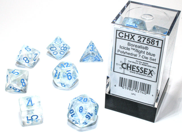 Borealis Icicle /light blue 7-Dice / 16mm / 12mm / 30mm Luminary