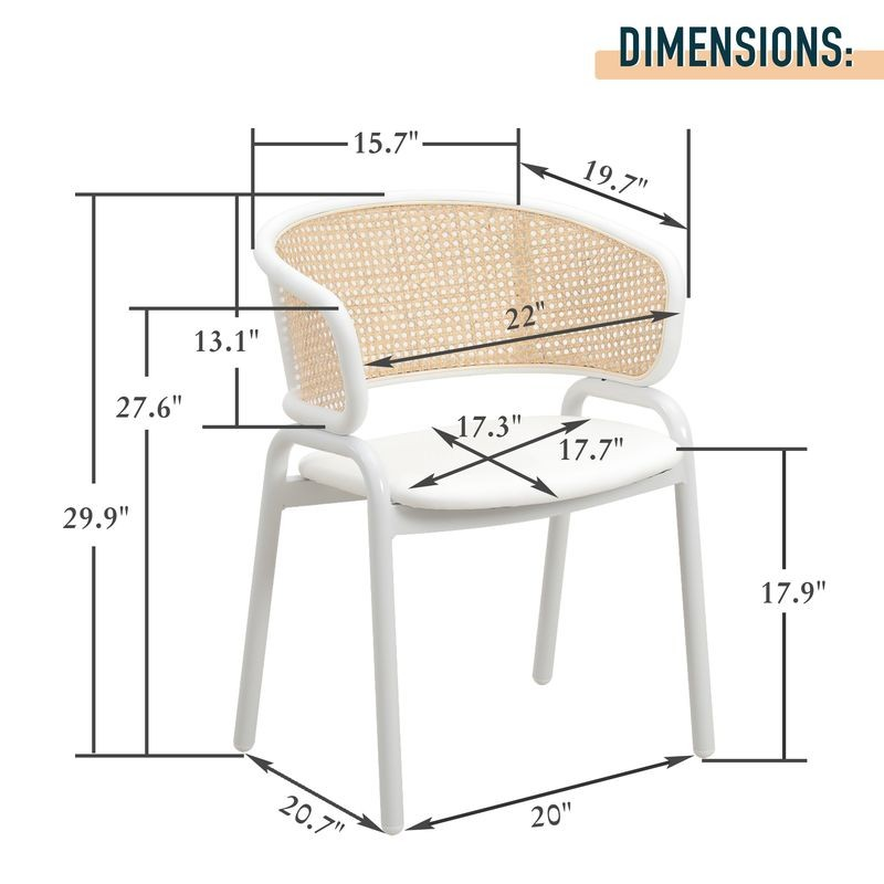Measurement chart of a chair with dimensions labeled.