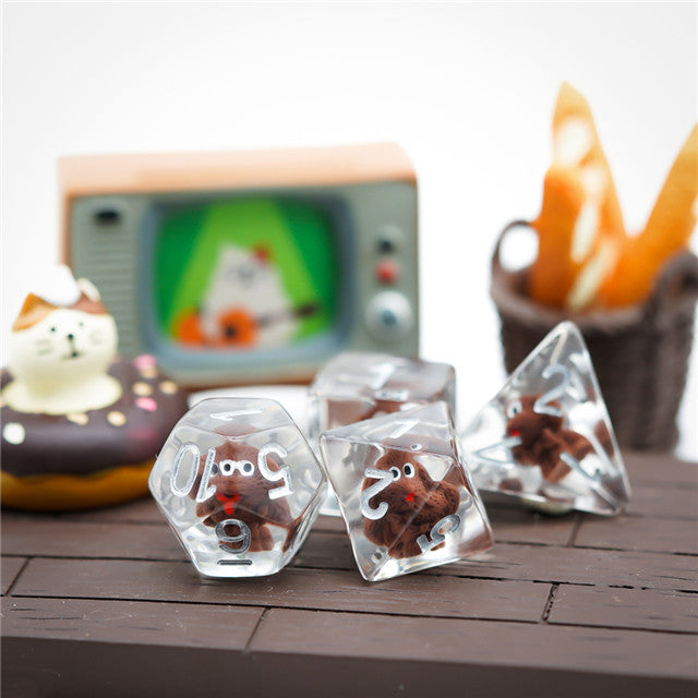 Teddy Dog Dice 7-Dice Set Resin Dungeons and Dragons Dice