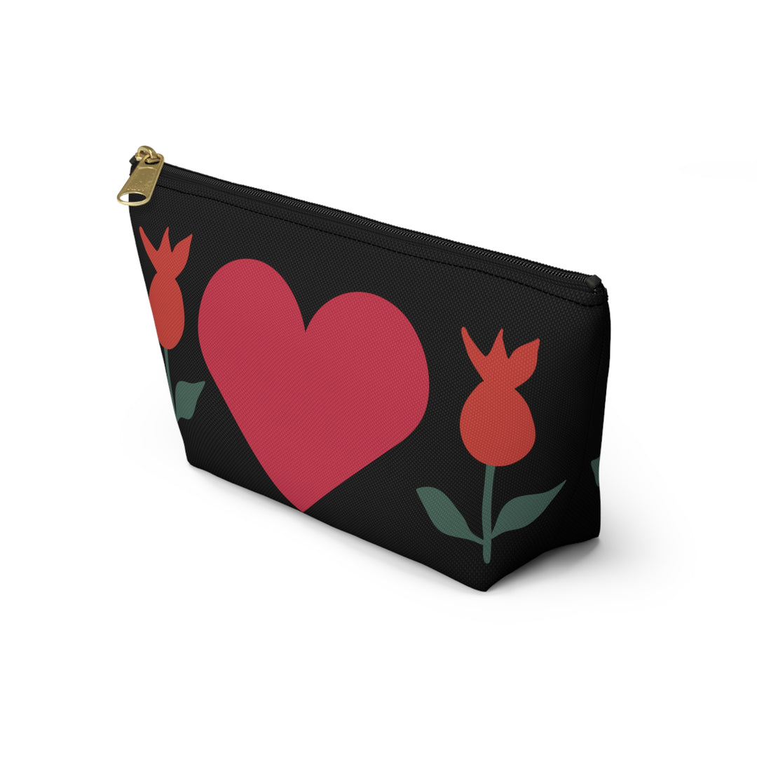 Heart and Flowers Accessory Pouch w T-bottom