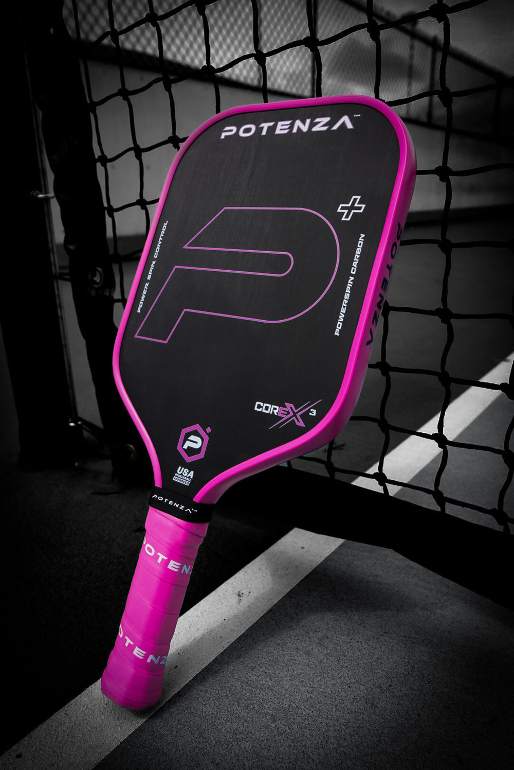 P+ PowerSpin Carbon COREx3 Pickleball Paddle (Neon Pink)