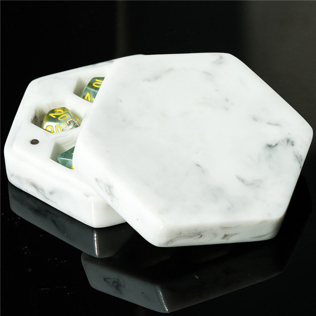 Resin Hexagon Box for Dnd Dice Case (White & Black）