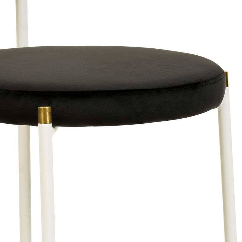 LeisureMod Euston Collection Modern Dining Chair White Frame in Black Set of 2 Closeup.